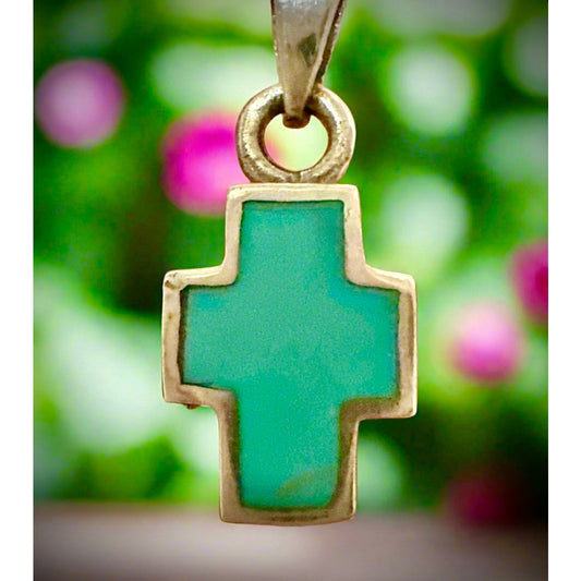Kingman Turquoise Inlay Cage Filigree Dainty Necklace 18-20”