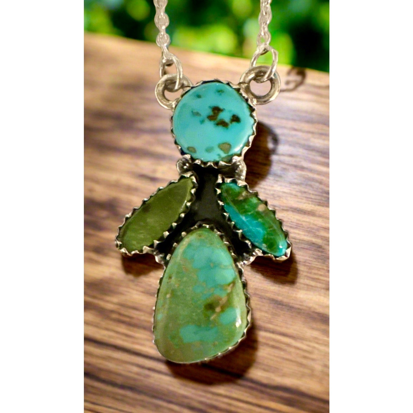 Sonoran Gold Turquoise Sterling Silver Pendant 18” Adjustable