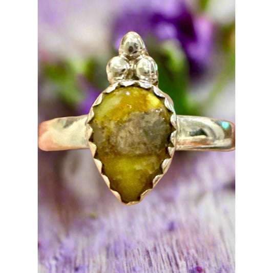 Green Minimalist | Sonoran Gold Turquoise | Ring | 925 Sterling | Size 8.25