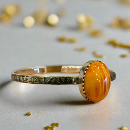 Spiny Oyster Southwestern Sterling Silver Cuff Bracelet Adjustable