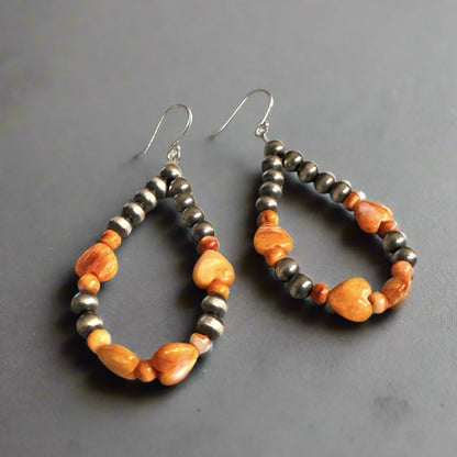 WOW! Spiny Oyster Navajo Pearl .925 Sterling Dangle Earrings