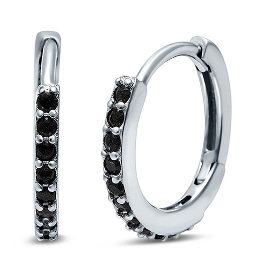 Half Eternity Hoop Earrings Round Simulated  Gemstone 925 Sterling Silver