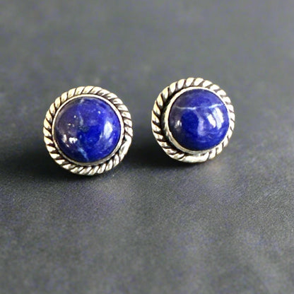 Lapis Lazuli Rope Round Southwestern Stud Earrings