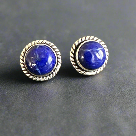 Lapis Lazuli Rope Round Southwestern Stud Earrings