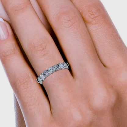 Art Deco Half Eternity Stackable Wedding Ring Simulated CZ 925 Sterling Silver