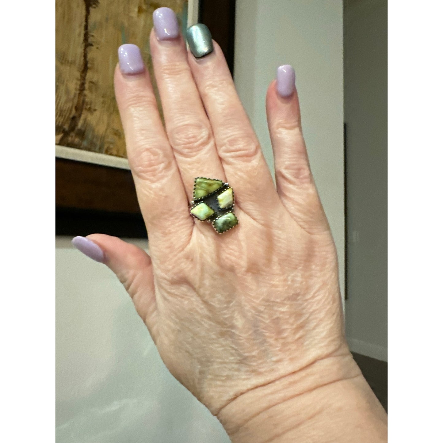 Palomino Turquoise Cluster Ring Adjustable 5-11