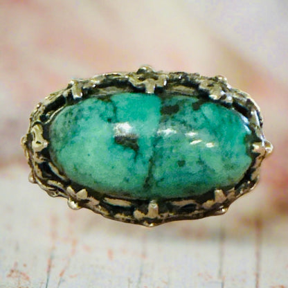 Amazing Turquoise Filigree Ring .925 Sterling Silver Ring Sz 8