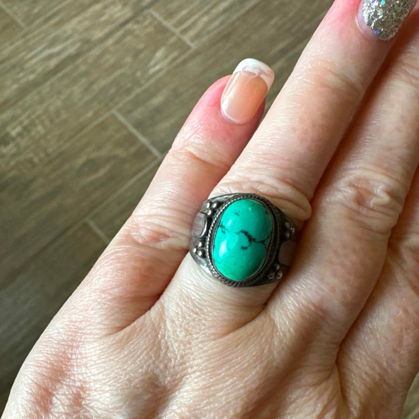 Vintage Turquoise Ring .925 Sterling Silver Size 7