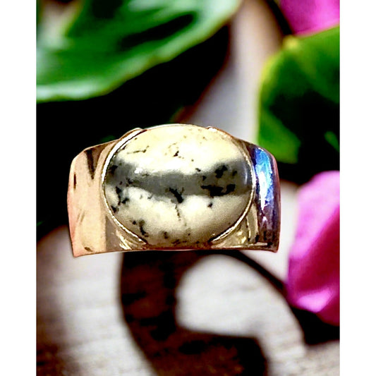 Dendritic Opal | Wide Band | Sterling Silver 925 | Band/Ring| Size 8
