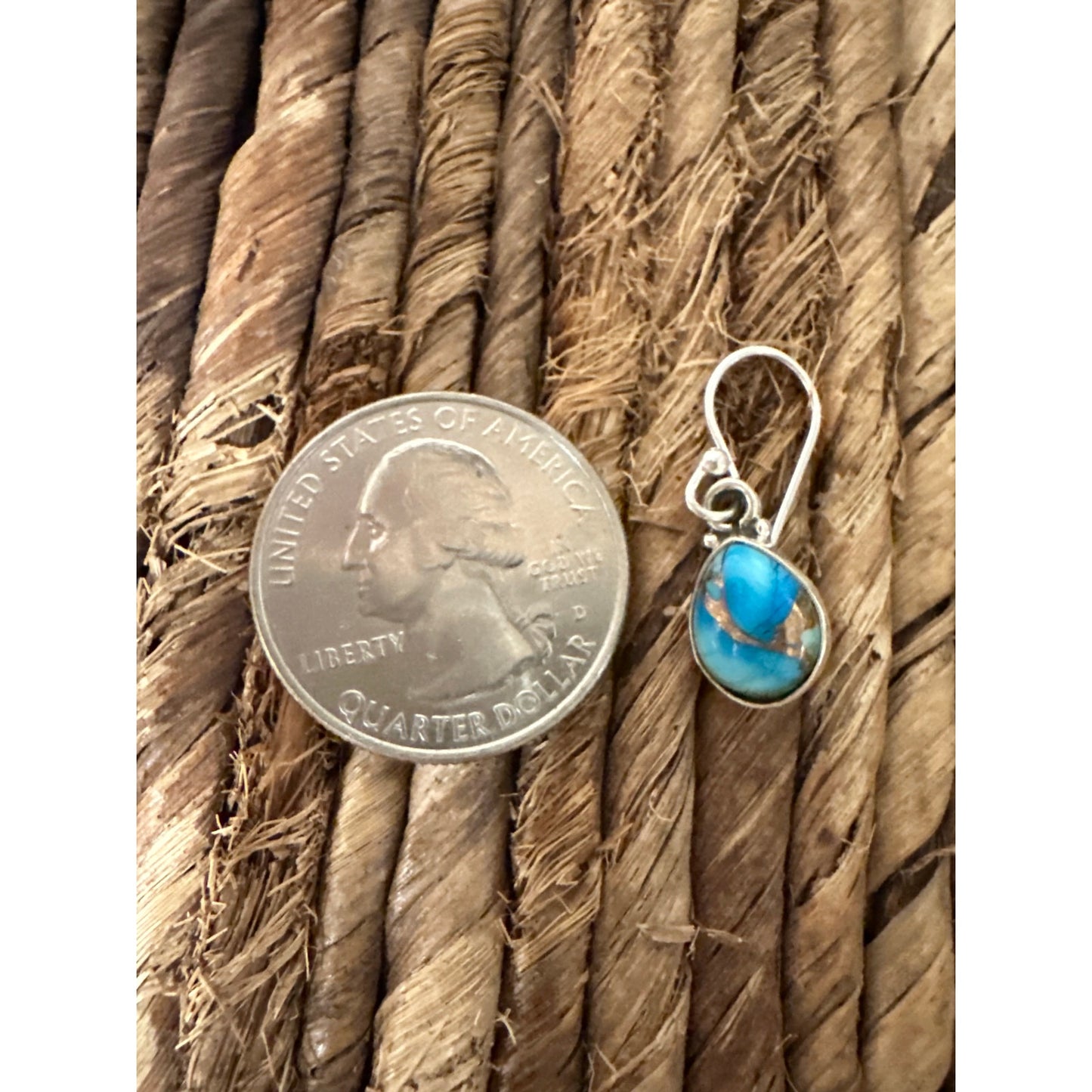 Ice Blue Dahlia Tear Drop Pear Shape Sterling Dangle Earrings