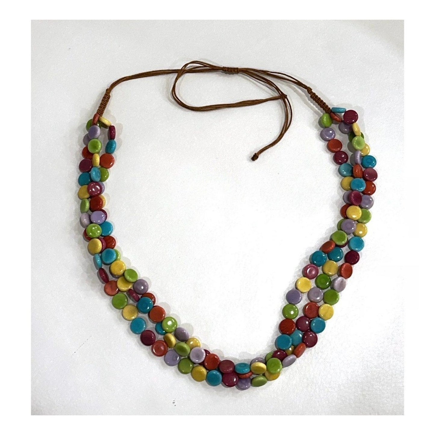 Vibrant Tagua Nut Necklace - Organic Rainforest Jewelry, Adjustable 16" to 22"