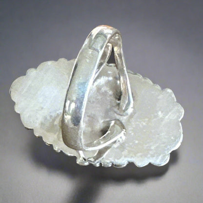 Kingman Turquoise Southwestern Leaf & Flower Ring Size 10.5