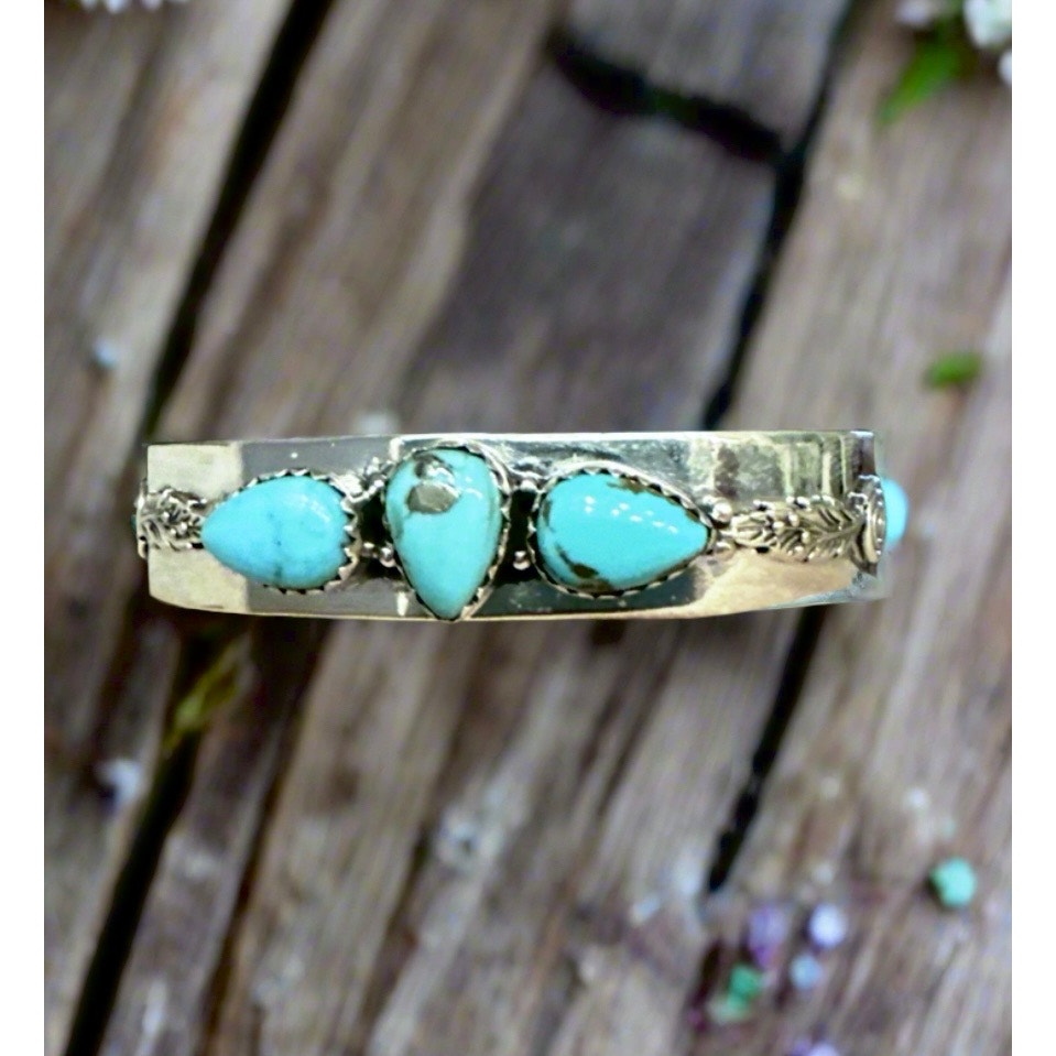 Arizona Turquoise Sterling Silver Cuff Bracelet Adjustable