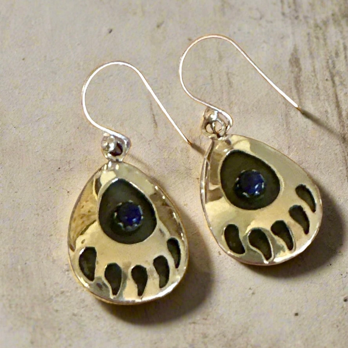 Bear Claw Southwestern Lapis Lazuli Dangle Earrings