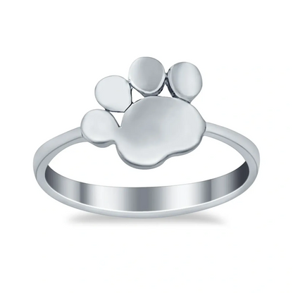 Paw Heart Promise Ring Band Solid 925 Sterling Silver Ring