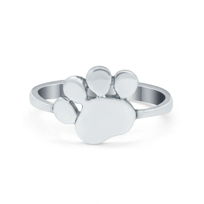 Paw Heart Promise Ring Band Solid 925 Sterling Silver Ring