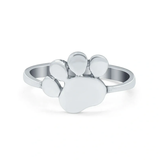Paw Heart Promise Ring Band Solid 925 Sterling Silver Ring