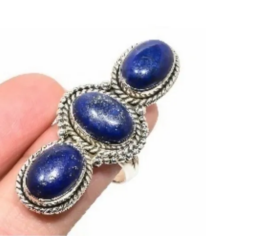 Lapis Lazuli Solid Silver Ring size 9