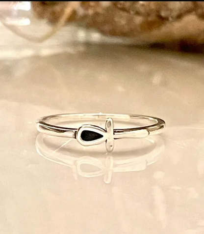 Cross Band Oxidized Thumb Ring Solid 925 Sterling Silver (5mm) size 7
