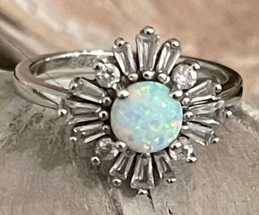 Halo Floral Style Vintage Wedding Ring Lab Created 925 Sterling Silver Ring