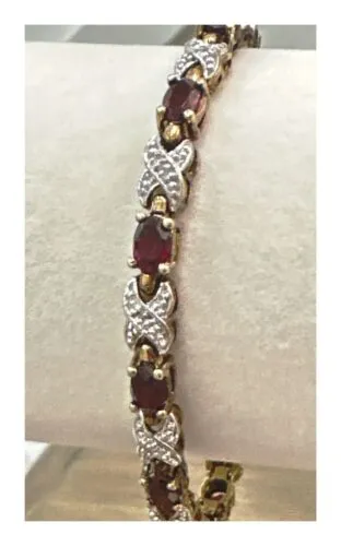 Vintage Vermeil Garnet XO Tennis Bracelet 925 16g 7"