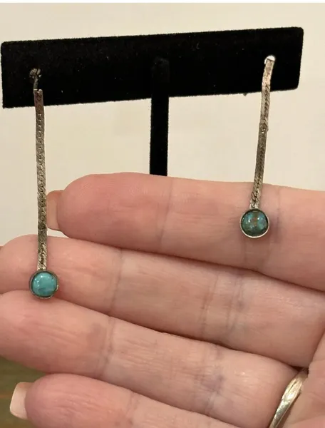 Vintage, sterling silver 925 Natural and Turquoise dangle earrings.