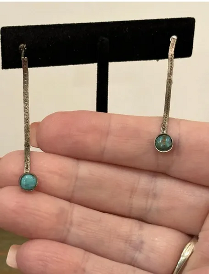 Vintage, sterling silver 925 Natural and Turquoise dangle earrings.