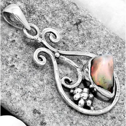 Ethiopian Opal Rough Pendant Solid Silver