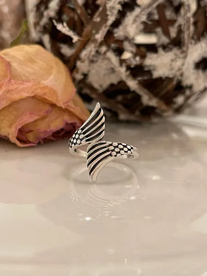 Mermaid tail oxidized band Solid 925 solid silver ring or thumb ring