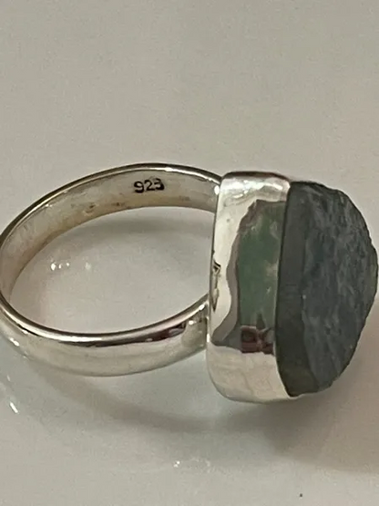 Aquamarine Handmade 925 Solid Sterling Silver Ring Size 6