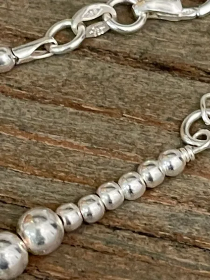 Vintage Italian Silver Ball/Bead Chain tapered 16-18"