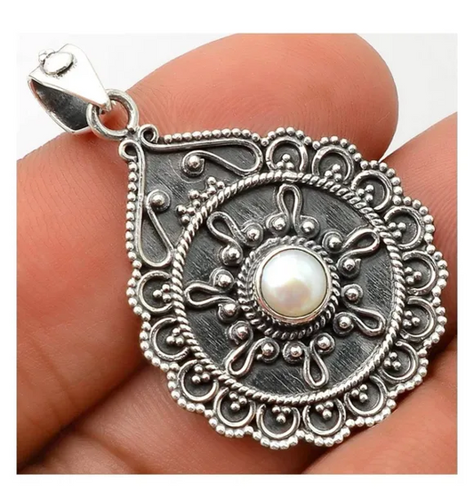 Natural Pearl Solid Sterling Silver 925 Pendant