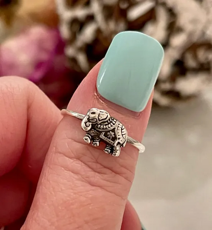 Oxidized Elephant 925 sterling silver ring or thumb ring