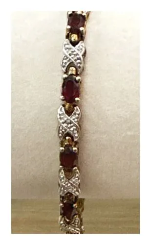 Vintage Vermeil Garnet XO Tennis Bracelet 925 16g 7"