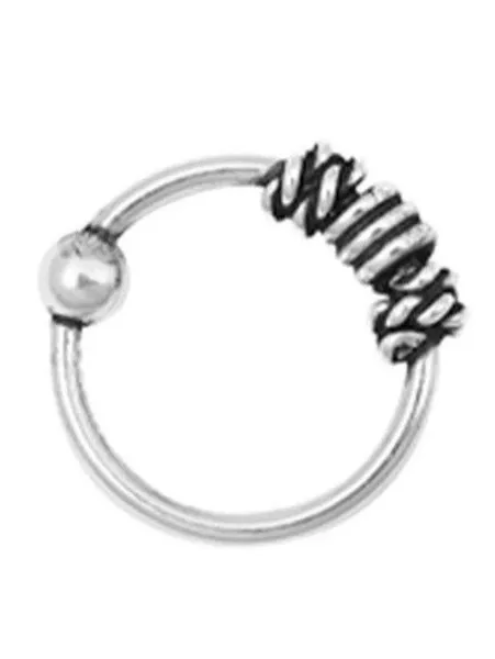 Hoop Nose Stud Ring Round Bali 925 Solid Sterling Silver 8mm