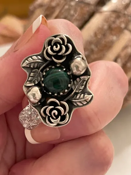 Jade Natural Gemstone & Solid 925 Sterling Silver Ring Size 7.75