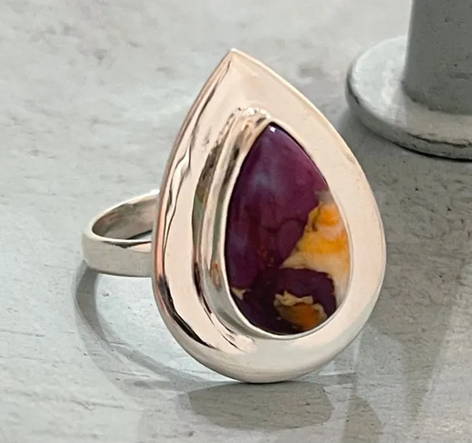 Spiny Oyster Purple Copper .925 sterling silver ring handmade SZ 8