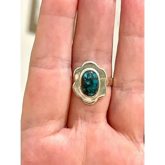 Lucky Charm Tibetan Turquoise Ring size-7.5