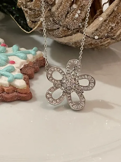 CZ flower Necklace SS 18”