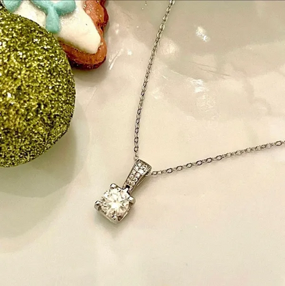Certified 1.0CT Moissanite Diamond Necklace 18” 925 Silver.
