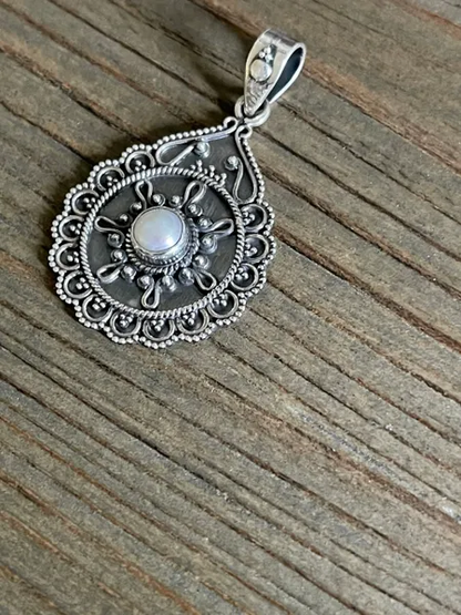Natural Pearl Solid Sterling Silver 925 Pendant