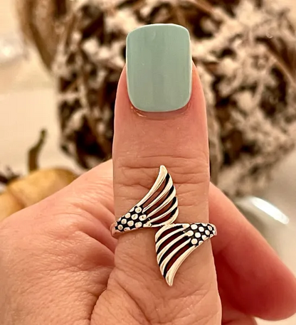Mermaid tail oxidized band Solid 925 solid silver ring or thumb ring