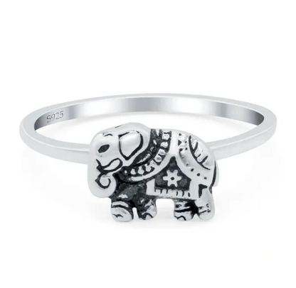 Oxidized Elephant 925 sterling silver ring or thumb ring