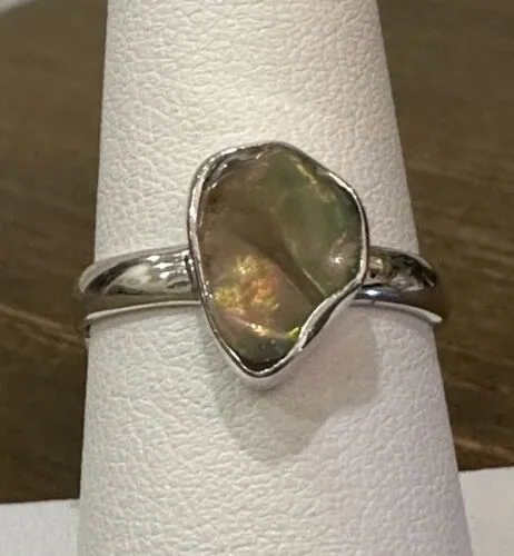 Natural Ethiopian Opal Rough 925 Sterling Silver Ring s.8 Jewelry