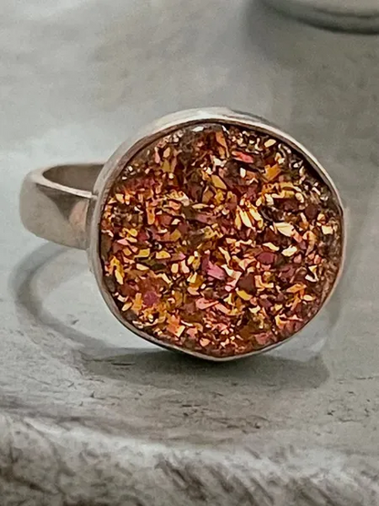 Titanium Druzy Artisan .925 Sterling Silver Ring Size 7.5
