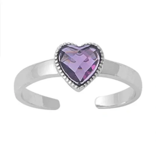 Simulated Amethyst 925 Silver Toe Ring
