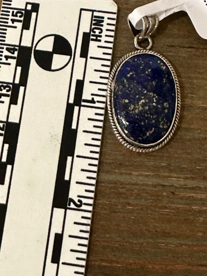 Oval Lapis Lazuli Pendant in Sterling Silver 925