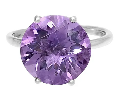 6.48CT Amethyst & 925 sterling silver ring size 9. Artisan Handmade