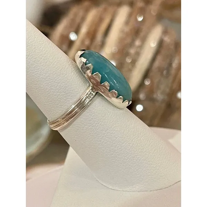 Natural Paraiba Amazonite 925 Sterling Silver Ring