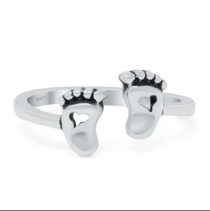 Baby Feet Band Oxidized Solid 925 Sterling Silver Ring/Thumb Ring